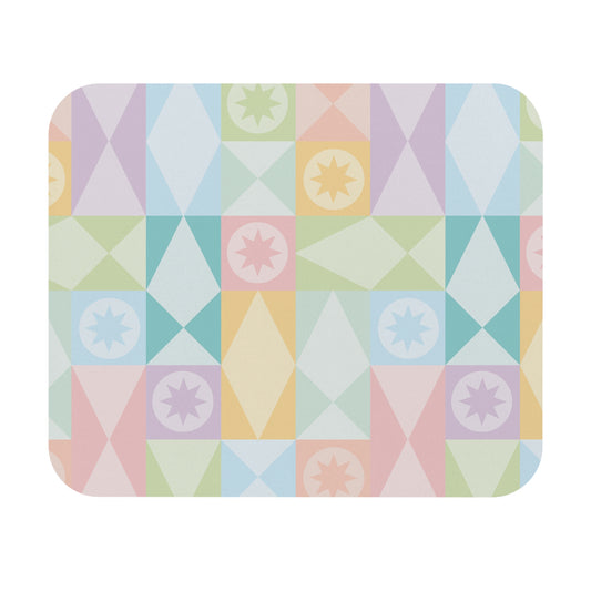 Pastel Geometric Rectangle Mouse Pad — Soft Mint & Lilac Pattern